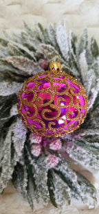 Szklane bombki choinkowe różowe reflektorki latarenki