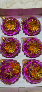 Szklane bombki choinkowe różowe reflektorki latarenki