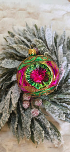 Szklane bombki choinkowe latarenki zielono rózowe